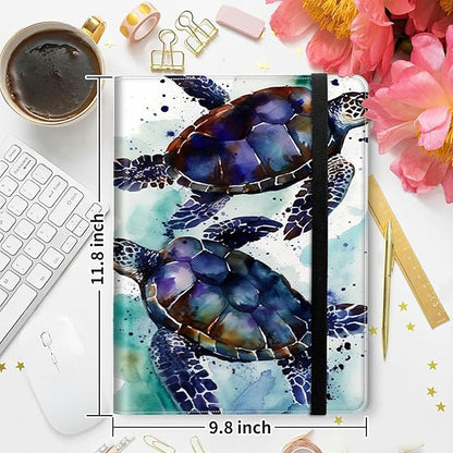 Padfolio Folder with Clipboard,Portfolios Organizer Clipboards with Storage Clipboard Writing Pad PU Leather Conference Document Organizer with Business Card Holder,Sea Turtle