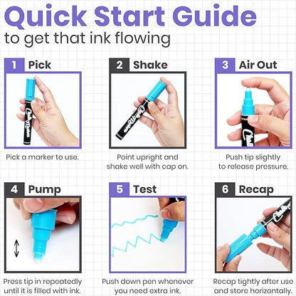 Liquid Chalk Markers (10 Pack) with Gold & Silver - Fine Tip Dry Erase Marker Pens for Blackboard, Windows, Chalkboard Signs, Bistro - 3mm Reversible Tip