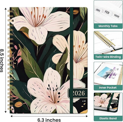 2026 Planner, Aesthetic Weekly and Monthly Planner for Women, Jan 2026 to Dec 2026, Hardcover 2026 Calendar Book with Monthly Tabs, Inner Pocket, Perfect for Office Home School - A5 (6.3" x 8.5"), Soft Lily