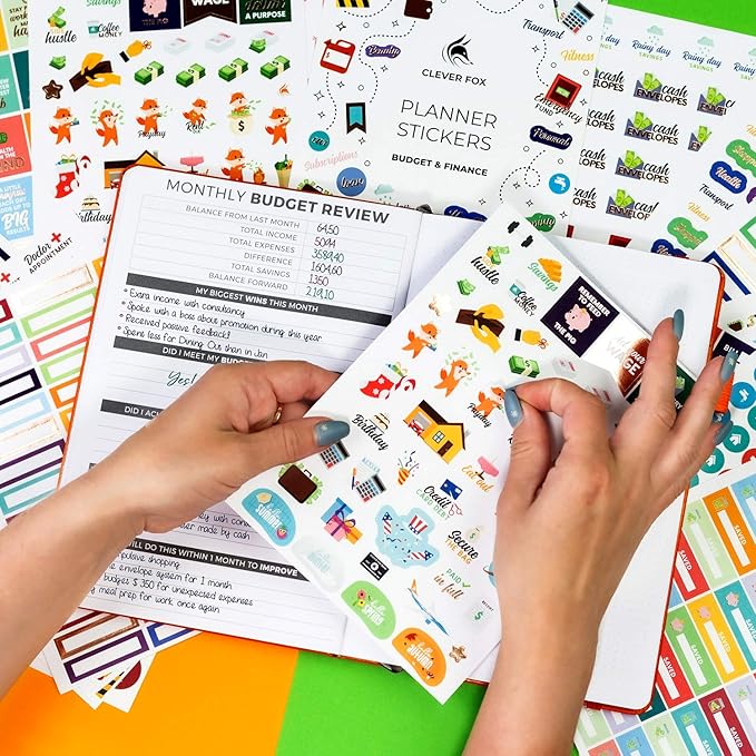 Budget Stickers by Clever Fox - 18 Sheets Set of 1030+ Unique Budget Planner Stickers for Your Monthly, Weekly & Daily Planner, Budget Planner, Calendar or Journal, Budget Sticker Book (Budget Pack)
