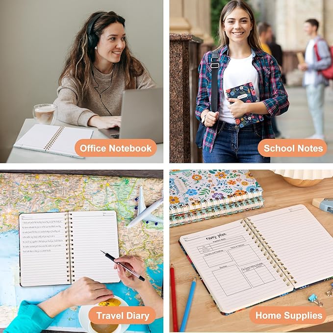 LABUK 5.6 x 8.4 Inches Spiral Notebook, 3 Pack 160 Pages Hardcover Spiral Journal, Suitable for Gifts, Women, Work, Office and School Supplies.