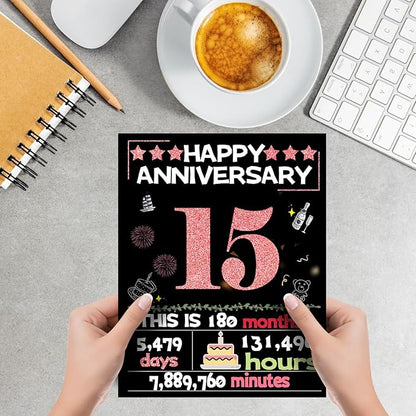 Joycard 15th Anniversary Card for Women, Crystal Wedding Card for Wife, Sweet Marriage Decorations Gifts for Couple, Perfect for Her on Anniversary Day, Back in 2010