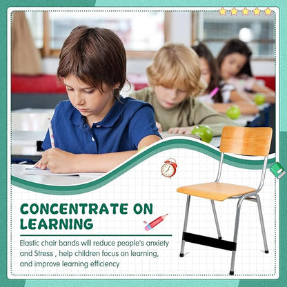 Berlune 24 Pcs Classroom Chair Bands Fidget Chairs and Desks Bands ADHD Autism Tools Bounce Flexible Seating for Classroom(Black, 1 mm)