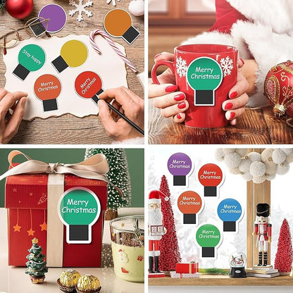 48 Pcs Christmas Light Bulb Shape Sticky Notes Christmas Colorful Sticky Pad Self-Adhesive Xmas Memo Pads for Christmas Holiday Office School Home Teachers Present 48 Books 20 Sheets Per Pad