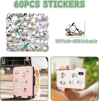 Cute School Supplies Anime Stationery Gift Set Includs Gel Pens, Journal Notebook, 50 Stickers, Pencil Case, Kawaii Stationery Set, Back to School Gift(Green)