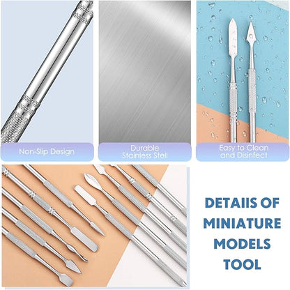 5 Pieces Miniature Sculpting Tools Set Mini Stainless Steel Double-Headed Tool for Model and Convert Plastic, Resin and Metal Tabletop War Game Miniatures Models
