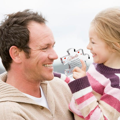 VELENTI Uncle Gifts - Decorative Favorite Uncle Gift - Acrylic Plaque with Red Velvet Bag, Cleaning Cloth, Envelope - Great Birthday Gift, from Niece, Nephew