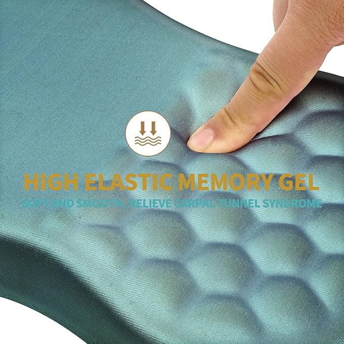 Hokafenle Ergonomic Mouse Pad Wrist Support with Massage Design, Wrist Rest Pain Relief Mousepad with Memory Foam&Non-Slip PU Base, Mouse Pads for Wireless Mouse & Desk (12x8 inch,Light Blue)