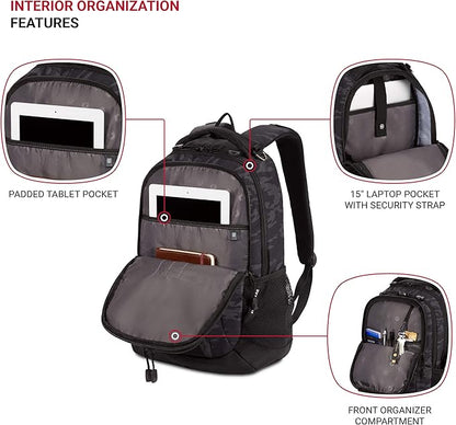SwissGear Cecil 5505 Laptop Backpack, Black Cod/Camo, 18-Inch