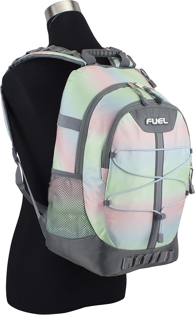 FUEL Hiking Backpack for Women Men Terra Sport, Travel, College, Gym, Work with Laptop Sleeve, Bungee, 18 Inches, Pastel Ombre