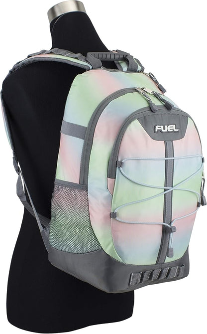 FUEL Hiking Backpack for Women Men Terra Sport, Travel, College, Gym, Work with Laptop Sleeve, Bungee, 18 Inches, Pastel Ombre
