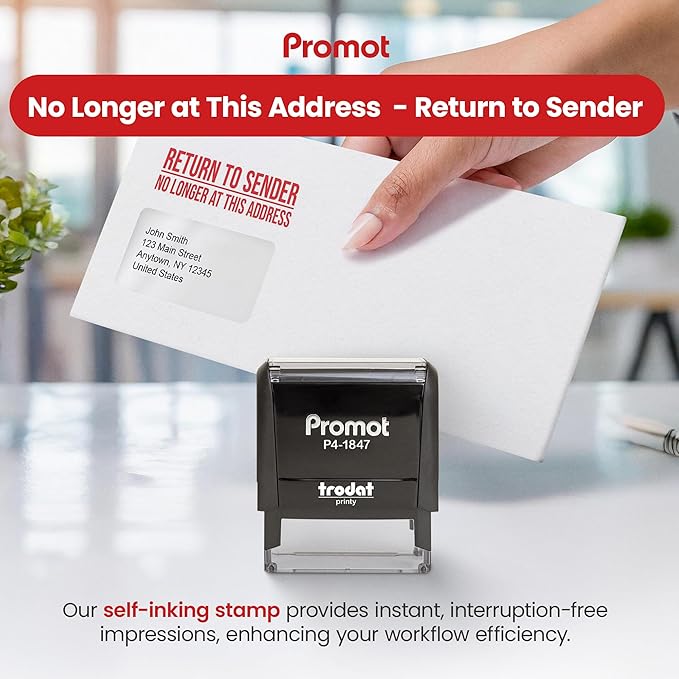 Promot Return to Sender No Longer at This Address - Self Inking Rubber Stamp
