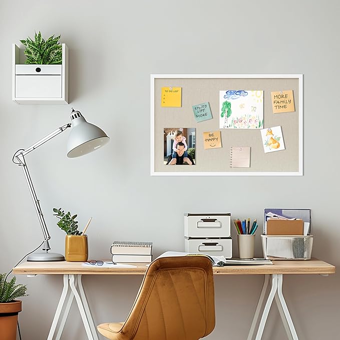 Cork Board with Linen White 2Pack,Bulletin Board 30"x20" Hanging Corkboards for Office Home School Message Board or Vision Board Decoration.