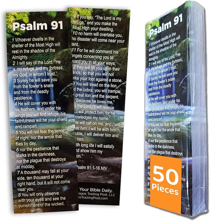 Psalm 91 - The Lord is My Refuge | Pack of 50 | Bookmarks About Protection for First Responders, Policemen, Firefighters, EMS Paramedics, Military, National Guard