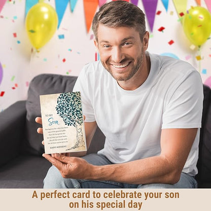 Birthday Card For Son Adult, Meaningful Gift for Son from Mom or Dad, Sentimental Greeting Cards for His Birthday, Graduation, or Any Occasion, with Kraft Envelope & Sticker
