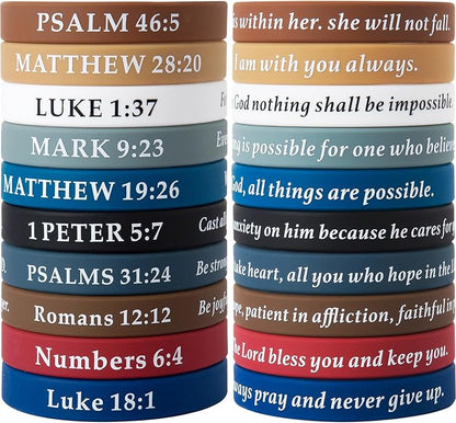 QEERBSIN Bible Verses Bracelets Motivational Christian Rubber Bracelets Faith Hope Wristbands Bracelets for Men Women Teens