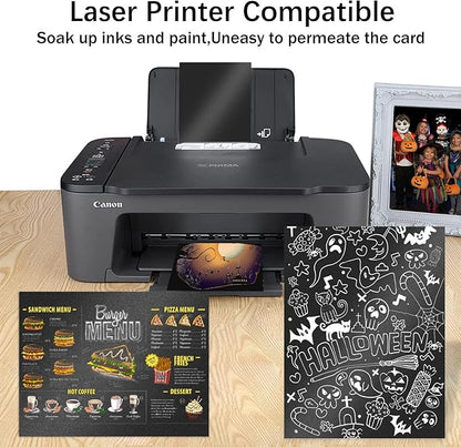 24 Sheets Black Shimmer Cardstock 8.5 x 11 Metallic Paper, Goefun 80lb Card Stock Letter Size Sheets for Halloween, Invitations, Scrapbooking, Crafts, Graduations