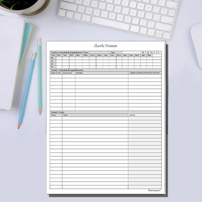 Hourly Planner Notepad. 60 Page Planning Pad w/Appointment Time Block, Task Log List & Note Sections. For Office Work Schedule & Time Management. 8.5 X 11, A4 Sheets.