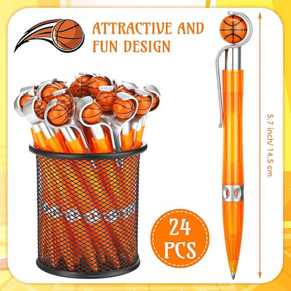 Zhanmai 24 Pcs Novelty Basketball Pens Sports Ballpoint Pens Basketball Party Favors Desk Cool Writing Tool for Students Supplies Stationery School Office Decor(Orange,Basketball)