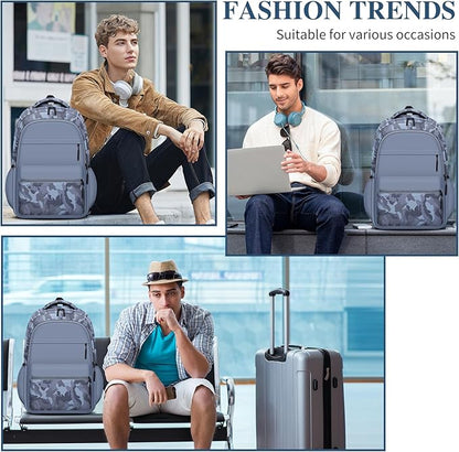 Cute Backpack for School Kids Camouflage Laptop Travel Backpack for Women Men Casual College Teen Bookbag(blue)