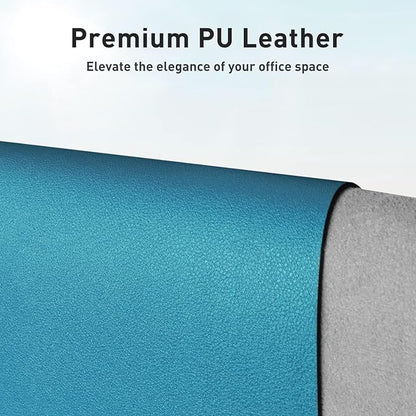Aothia Leather Desk Pad Protector, Mouse Pad, Office Desk Mat, Non-Slip PU Leather Desk Blotter, Laptop Desk Pad, Waterproof Desk Writing Pad for Office and Home (Turquoise,23.6" x 13.7")