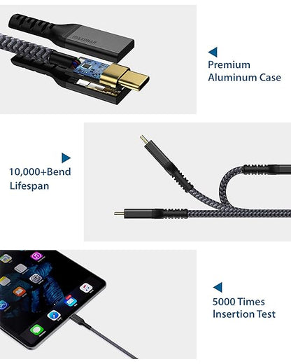 [6.6Ft] Thunderbolt 3 Cable with 40Gbps Data Sync/100W Charging Supports Single 5K@60hz or 2X 4K@60hz Monitor, External SSD, eGpu, MacBook Pro