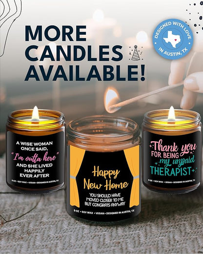 Happy New Home Candle, Unique Housewarming Gifts for Women and Men, Funny New Home Gift Ideas for Her or Him, Best Housewarming Gifts, Best Presents for Friends and Family Moving Away, Gift-Ready