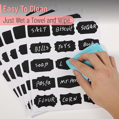 Mr. Pen- Chalkboard Labels, 150 pcs, Assorted Shapes, 1 White Chalk Marker and Small Towel, Labels, Label Stickers, Labels for Storage Bins, Sticker Labels, Bottle Labels, Food Labels, Jar Labels