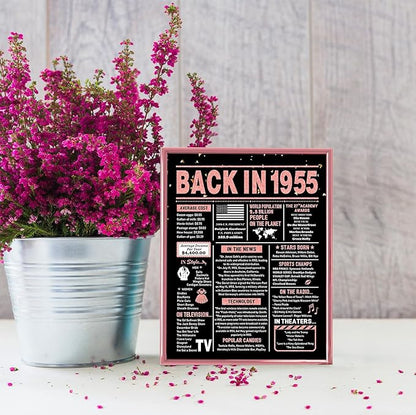 70th Birthday Card, 70th Birthday Decorations for Women, 70th Birthday Gifts for Mom, Back in 1955 Birthday Card, Rose Gold