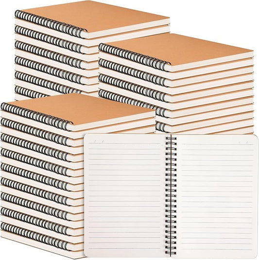 miikoul 150 Packs A5 Spiral Notebooks, 8.3"×5.5", 60 Sheets/120 Pages, Hardcover Lined Journal Notepad Travel Notebooks for Office and School Supplies