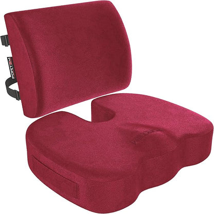 FORTEM Seat Cushion and Lumbar Support for Office Chair, Desk Chair Cushion, Memory Foam Office Chair Cushion, Non Slip Sitting and Back Pillow for Gaming, Car Seat Cushion, Chair Pad, XL