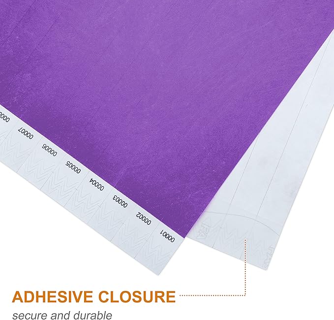 100 Pcs Wristbands, 1-100 Consecutive Numbers Waterproof Tearproof and Printable Wrist Straps Admission Bracelets Tickets (Purple)