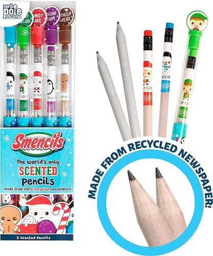 Scentco Holiday Smencils (2 Pack) - HB #2 Scented Fun Pencils, 5 Count - Stocking Stuffer, Gifts for Kids, School Supplies, Party Favors, Classroom Rewards