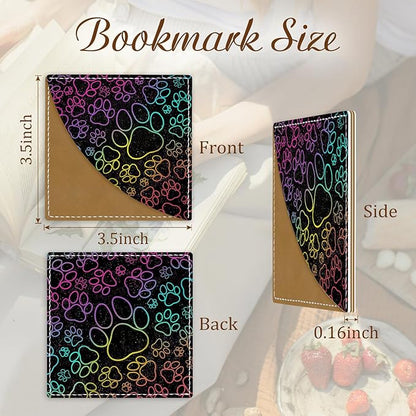 Cute Dog Cat Paws Corner Bookmarks, Funny Leather Book Accessories for Book Lovers, 3 Pcs Reading Book Page Markers for Women Men Student Teacher Girls Boys Kids Retirement Birthday Gifts