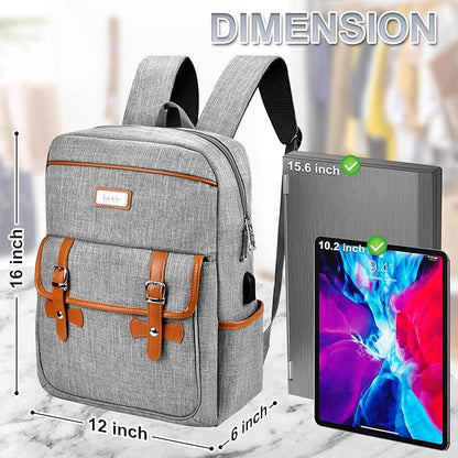 Nicole Miller Travel Laptop Backpack-Business Anti Theft Vintage Backpack with USB Charging Port-Water Resistant Computer Bag