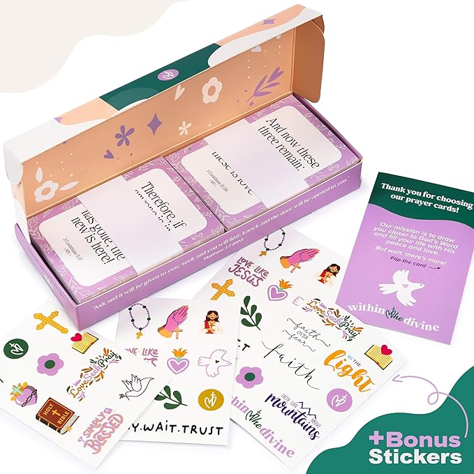 Premium Prayer Cards, 120 Mini Scripture Cards with Bible Verses, Inspirational Religious Christian Gifts for Women & Men