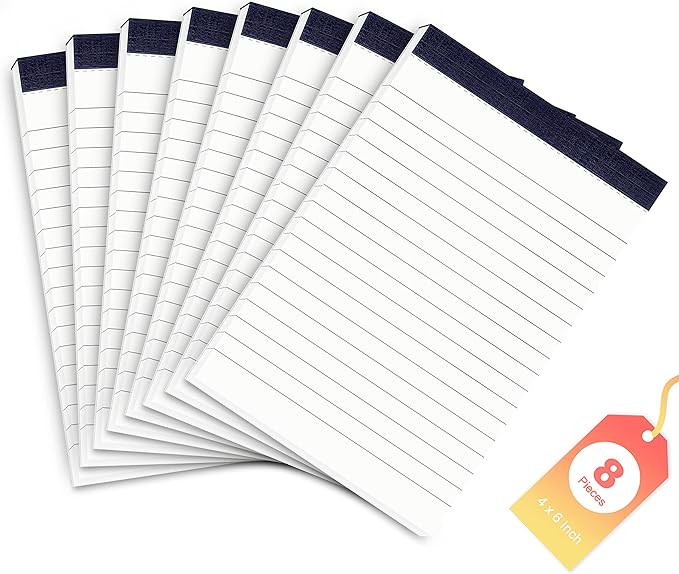 Notepads 4x6 Inch Grocery List Pads 8 Pack Shopping List Pad Small Note Pads for Office Supplies Lined Paper To Do List Notepad of Work Memo Pad for Checklist Organizer Writing Pads of Paper 30 Sheets