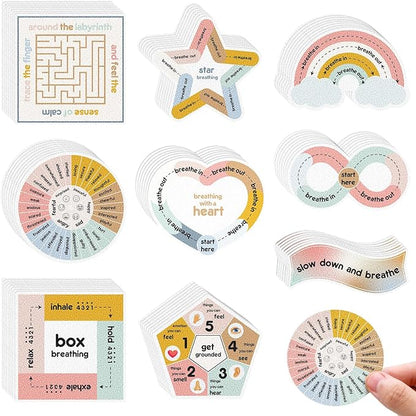 Libima 72 Pieces Anxiety Sensory Stickers Anxiety Textured Stickers Fidget Stickers Mindfulness Sticker School Counselor Supplies Adult Sensory Items Anxiety Relief, 9 Styles(Morandi Color)