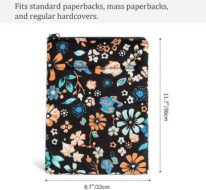 Book Sleeve Book Covers Book Protector Floral Printed with Zipper Washable Fabric for Teen Adult Book Lover Teacher Student(Medium,11 X 8.7 Inch)…