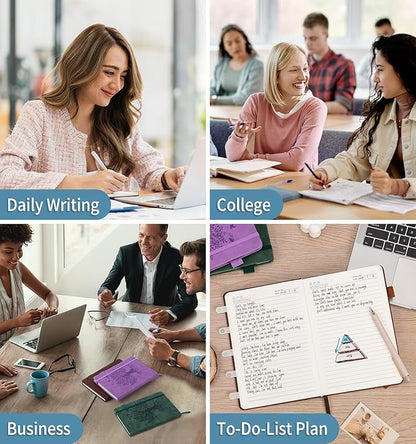 Lined Journal Notebook for Women Men, A5 Hardcover Leather Journals for Writing, 200 Pages Thick Paper, Daily Journal Notebook for Work, School, Note Taking, Business, Travel, College Ruled