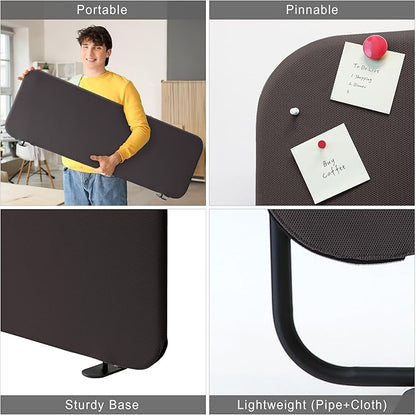 Desk Divider, Portable Desktop Privacy Panels Partition for Study, Home Office, Workplace, Students, Free Standing, Anti-Scratch, 48"x18", Iron