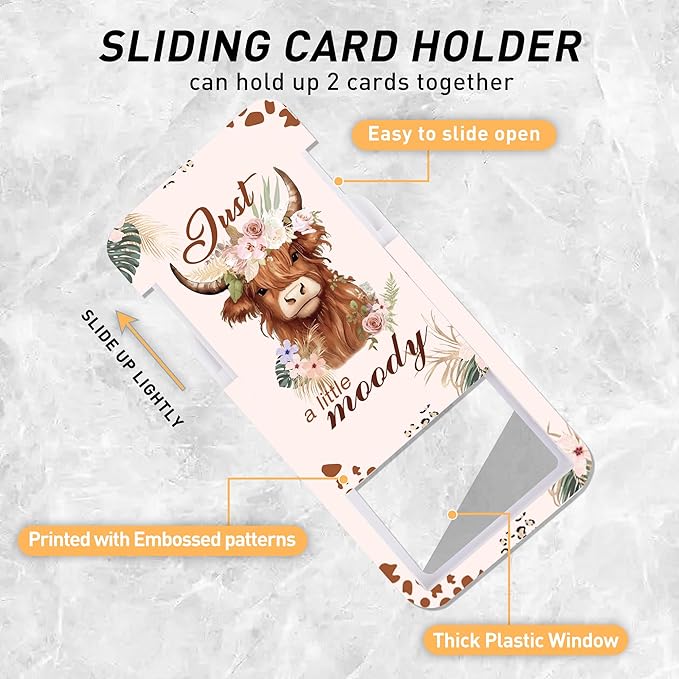 Highland Cow ID Badge Holder with Lanyard, Just a Little Moody Funny Badge Holder with Beaded Adjustable Lanyard, Gifts for Teachers Students Office Workers