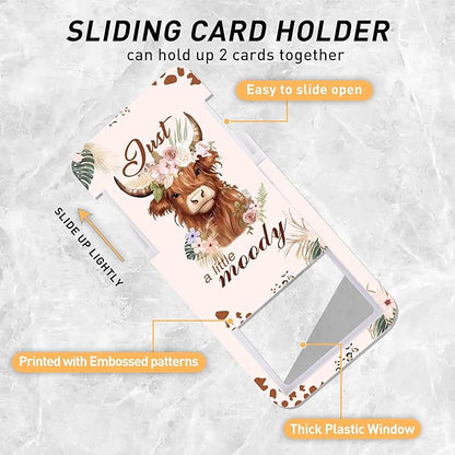 Highland Cow ID Badge Holder with Lanyard, Just a Little Moody Funny Badge Holder with Beaded Adjustable Lanyard, Gifts for Teachers Students Office Workers