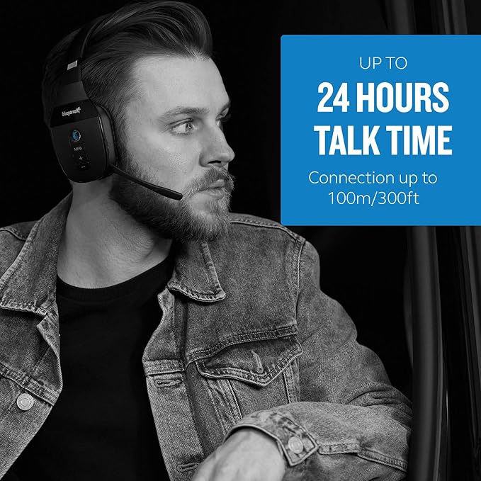 BlueParrott S450-XT Voice-Controlled Bluetooth Headset – Industry Leading Sound with Long Wireless Range, Extreme Comfort and Up to 24 Hours of Talk Time, Black, Stereo