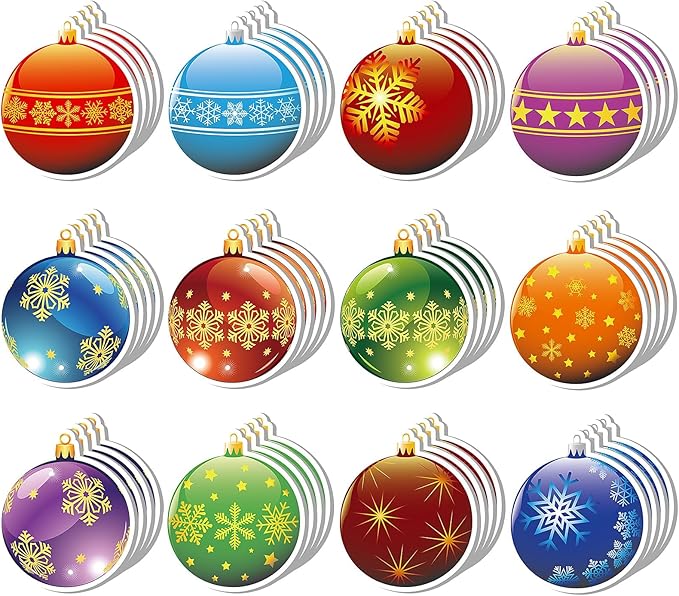 48 Pieces Christmas Lights Ball Sticky Notes Christmas Lights Ball Design Self-Adhesive Note Pads Sticky Memo Notes for Xmas School Office Home Supplies Students Teachers Present
