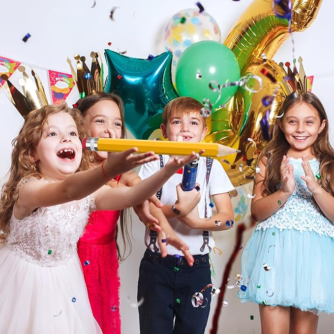 2 Pack Wooden Jumbo Pencil for Prop Gifts Decor 14 Inch Funny Big Novelty Pencil with Cap Yellow