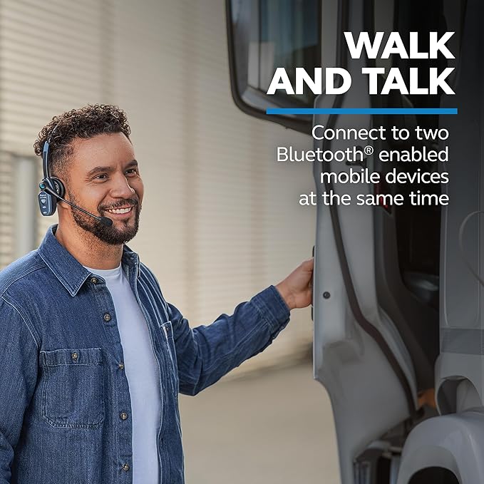 BlueParrott B250-XTS Mono Wireless Trucker Bluetooth Headset – Use On The Go, Ideal for High-Noise Environments, 91% Noise Cancellation - Includes USB-C Charging Cable, Black