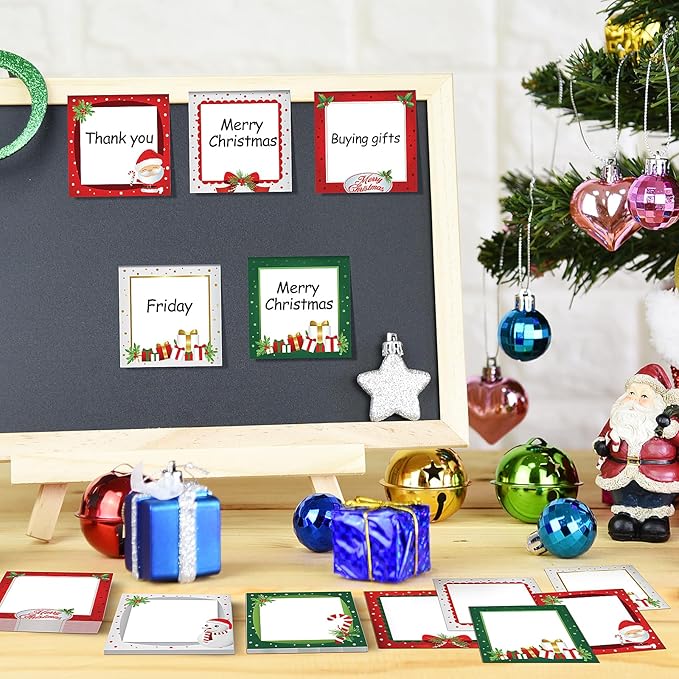 16 Pieces Christmas Sticky Notes Christmas Design Self-Adhesive Note Pads Christmas Sticky Memo Notes for School Office Home Supplies Students Teachers Present