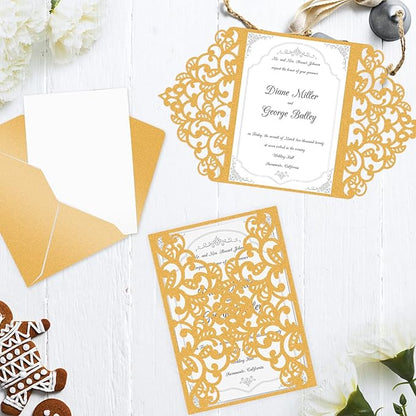 24 Sheets Gold Shimmer Cardstock 8.5 x 11 Metallic Paper, Goefun 80lb Card Stock Pearlescent Paper for Invitations, Birthday, Anniversaries, Card Making