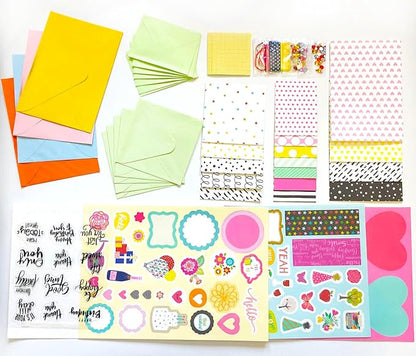 Huralona Handmade DIY Greeting Card Kits includes 16 Blank Cards 16 Colorful Envelopes with Decoration Accessories for Craft Birthday Thanksgiving Christmas Wedding Invitation Card Making Pink